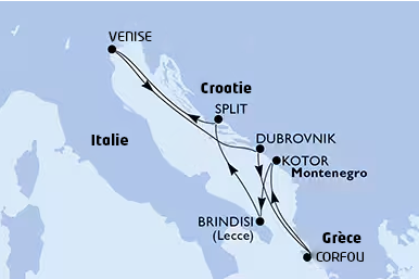 Itinéraire de la croisière