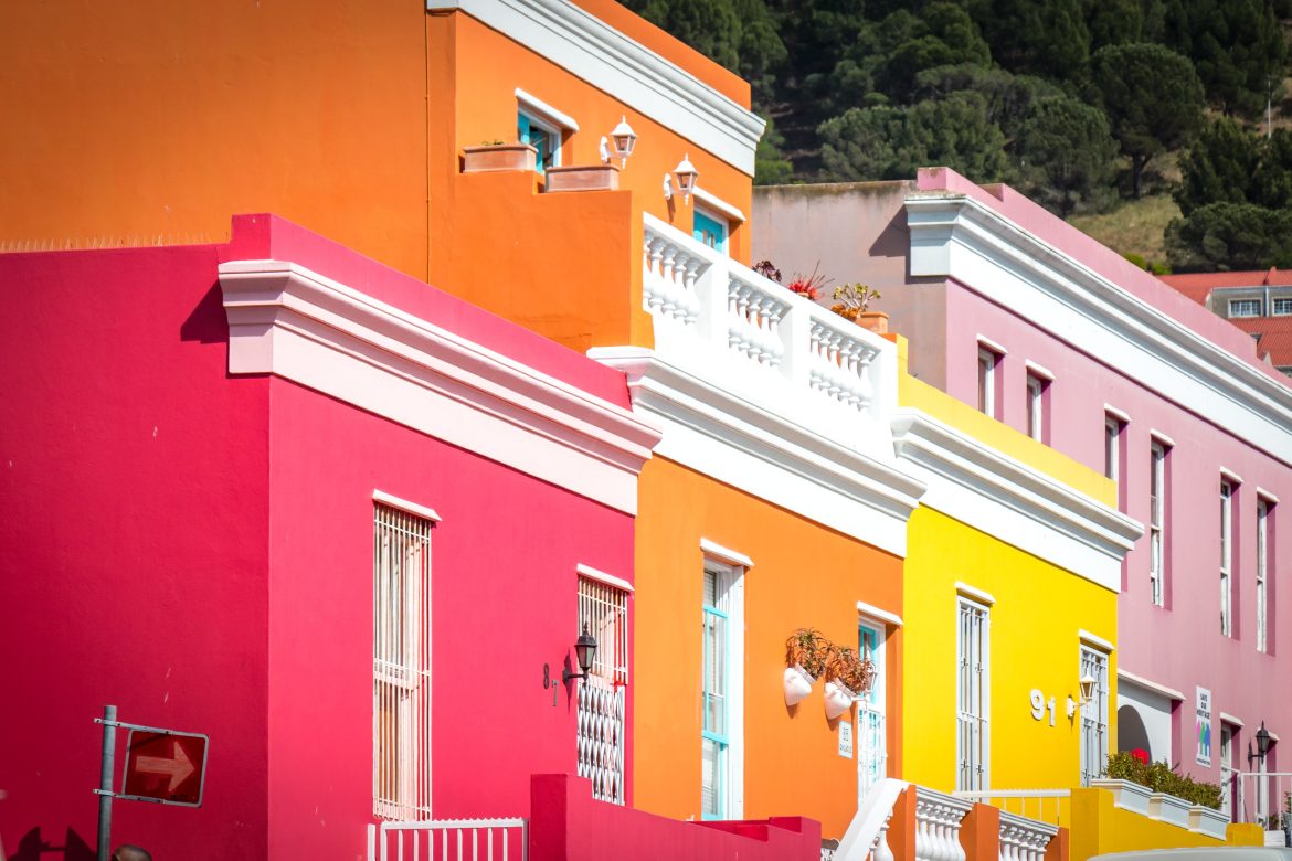 Maisons colorées du quartier de Bo-Kaap, au Cap, en Afrique du Sud