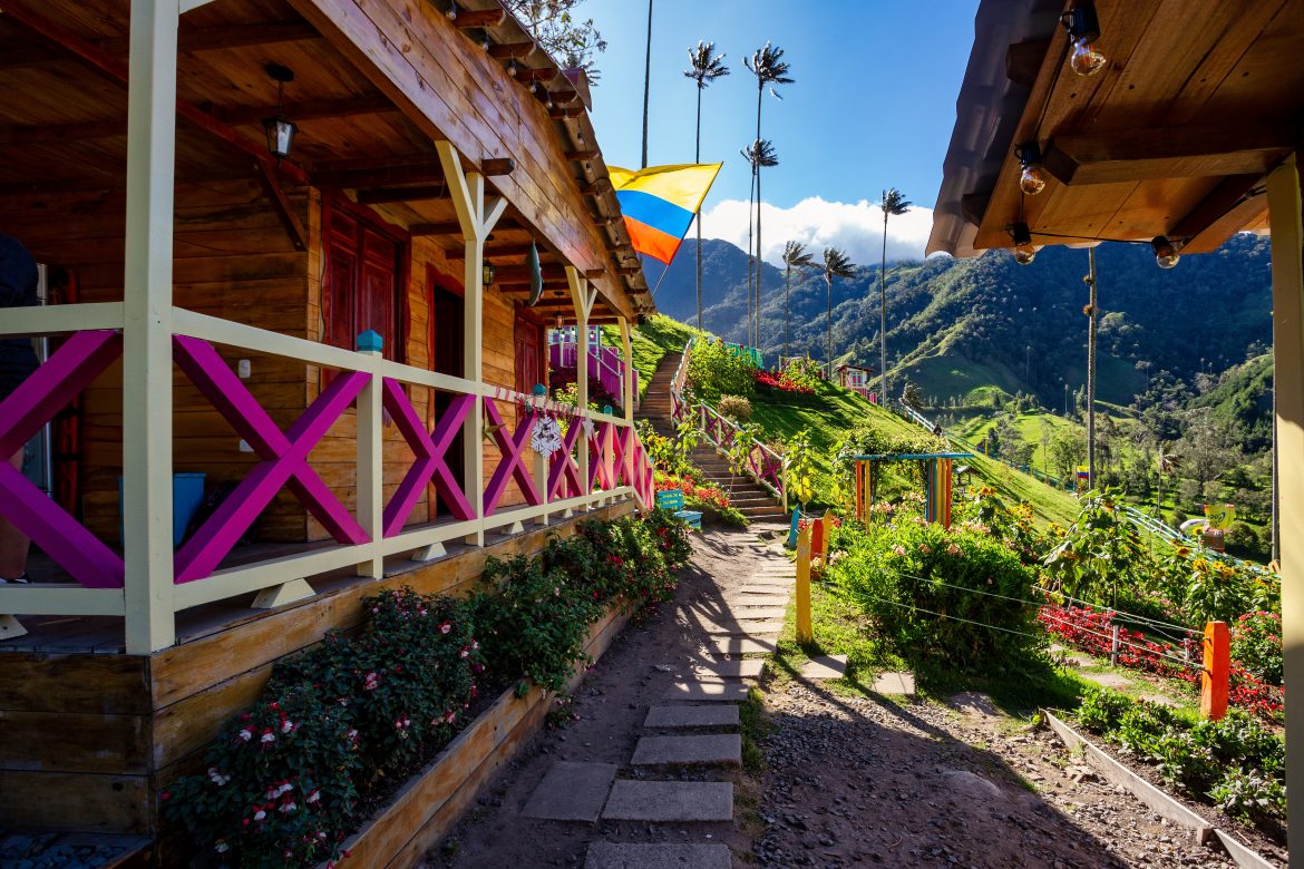 Vallée de la Cocora, bordée de grands palmiers à cire. Salento, département de Quindío.