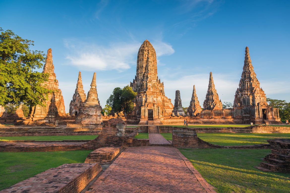 Paysage du parc historique d'Ayutthaya à Ayutthaya,