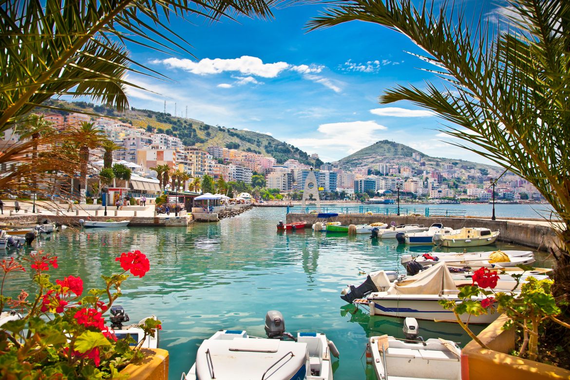 Port de la ville de Saranda, sur la mer Ionienne. Albanie.